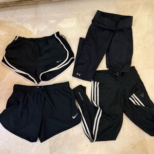 Black Athletic shorts/leggings bundle Nike/ Under Armour/ Adidas SIZE SMALL